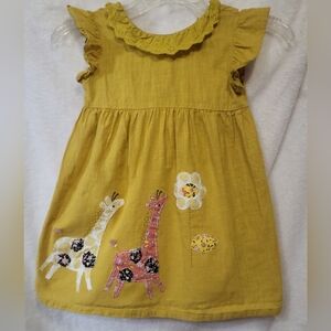 Giraffe Girls Short Sleeve Lace Collar Quilted Embroidered Dress 4T